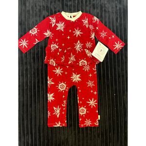 Burt's Bees Baby Organic 3-6M Christmas Romper - Ruffled Snowflake Design